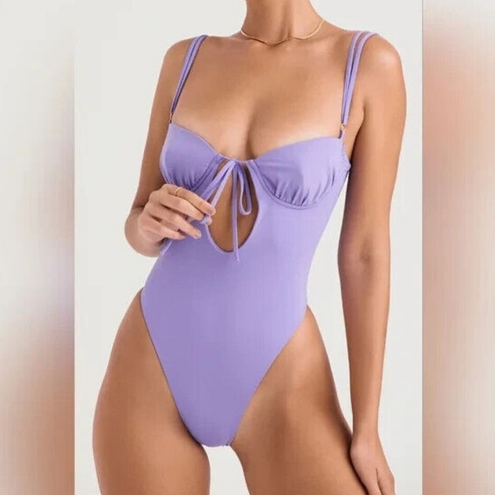 House of CB Lavender Purple Underwire Cannes Swimsuit sz M NWT
